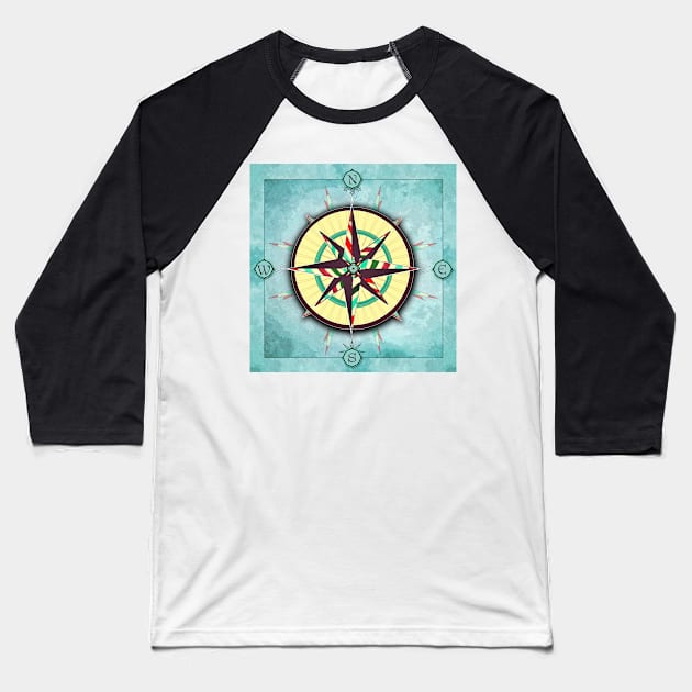 Bright Stripes Compass Baseball T-Shirt by DISmithArt